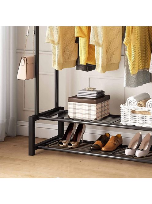 Ruhaállvány cipőtartóval kerekekkel 155 x 34 x 150 cm CR002-150