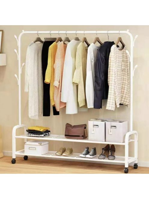 Ruhaállvány cipőtartóval kerekekkel 155 x 34 x 150 cm CR005-150