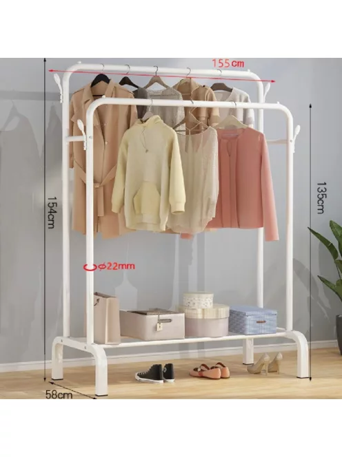 Ruhaállvány cipőtartóval 155 x 58 x 154 cm fehér CR009-150