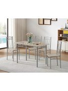 Étkezőasztal szett 4 db székkel szürke BC FUR-101-160S