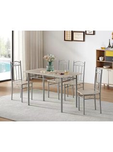 Étkezőasztal szett 4 db székkel szürke BC FUR-101-160S