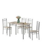 Étkezőasztal szett 4 db székkel szürke BC FUR-101-160S