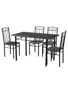 Étkezőasztal szett 4 db székkel fekete BC FUR-101-17BL