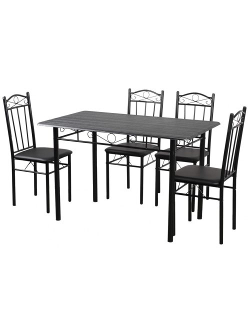 Étkezőasztal szett 4 db kárpitozott székkel fekete BC FUR-102-17B