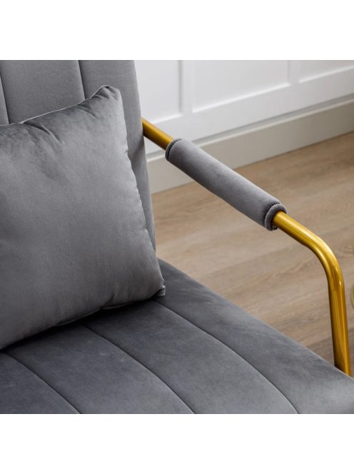 BeComfort bársony hatású fotel szürke 55x58x72cm FUR-1655-1