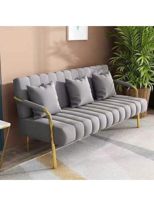 BeComfort 3 személyes bársony hatású fotel szürke 170x58x72cm FUR-1655-2