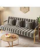 BeComfort 3 személyes bársony hatású fotel szürke 170x58x72cm FUR-1655-2