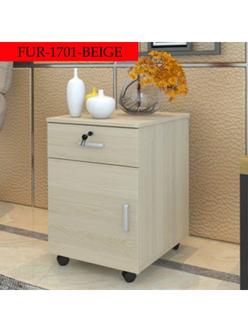 Fiókos szekrény zárható guruló konténer 56 x 36 x 40 cm FUR-1701-Beige 