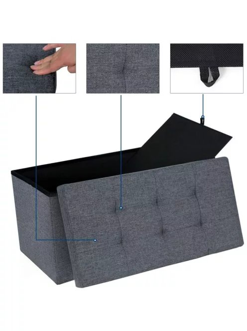 Tárolópad kényelmes üléssel 76x38x38 cm szürke BC FUR1620-1