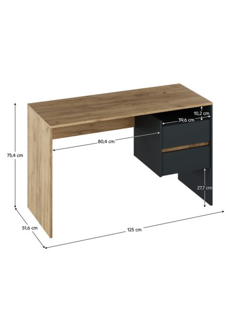 Fiókos íróasztal 125x51x75 cm barna szürke FUR1872-2