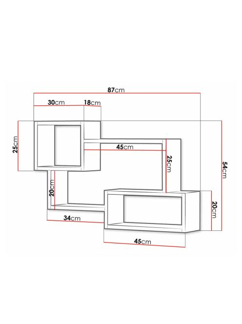 Fali polc 87x18x54cm tölgy FUR1961-1