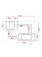 Fali polc 87x18x54cm fekete FUR1961-3