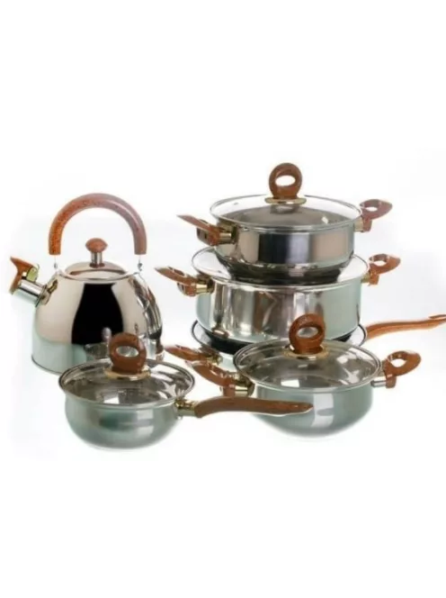 12 részes inox edénykészlet teáskannával G012