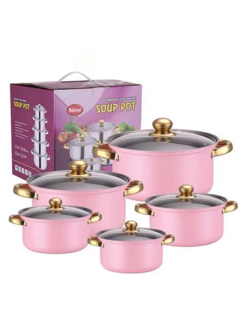 10 részes inox edénykészlet pink G15