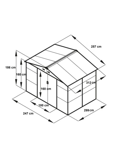 Kerti fém tároló ház 257 x 312 x 178 cm 8 m² GH810
