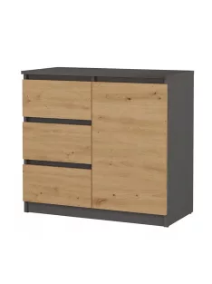  Fiókos komód hálószoba nappali bútor 80x35x77 cm barna szürke GW-04