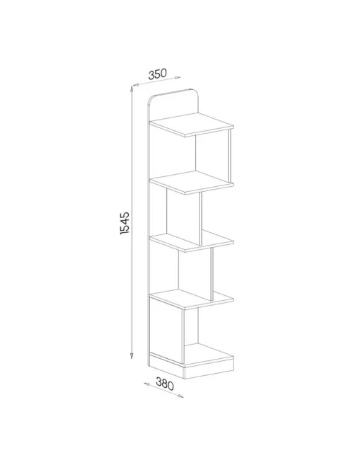 Polcos tároló könyvespolc 38x35x155cm fehér KH13-1