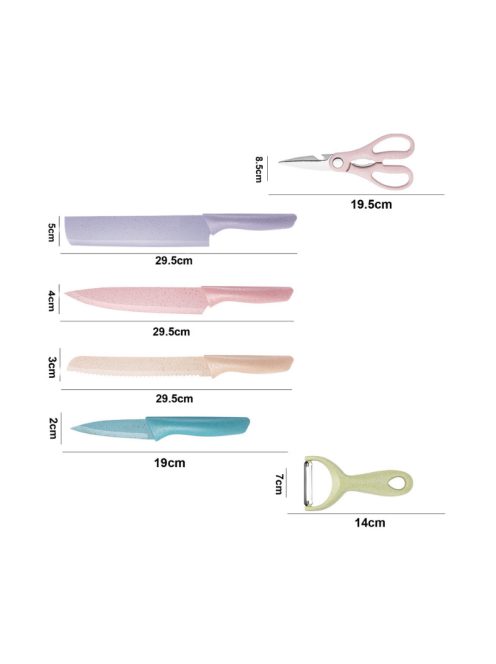 6 db-os színes konyhai késkészlet KS03