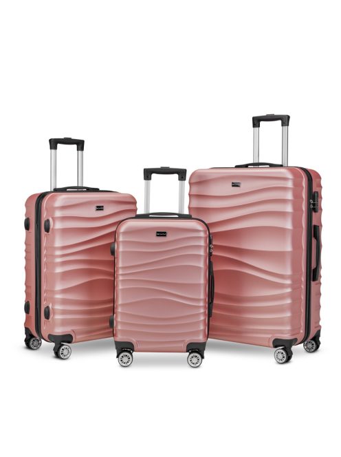 BeComfort L02-R 3 db-os, ABS, guruló, rosegold bőrönd szett (55cm+65cm+75cm)