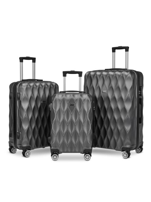 BeComfort L04-G 3 db-os, ABS, guruló, szürke bőrönd szett (55cm+65cm+75cm)