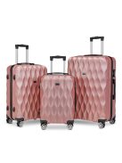 BeComfort L04-R 3 db-os, ABS, guruló, rosegold bőrönd szett (55cm+65cm+75cm)