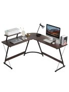 Irodai asztal L-alakú íróasztal számítógépasztal 129x80x74cm barna LS03