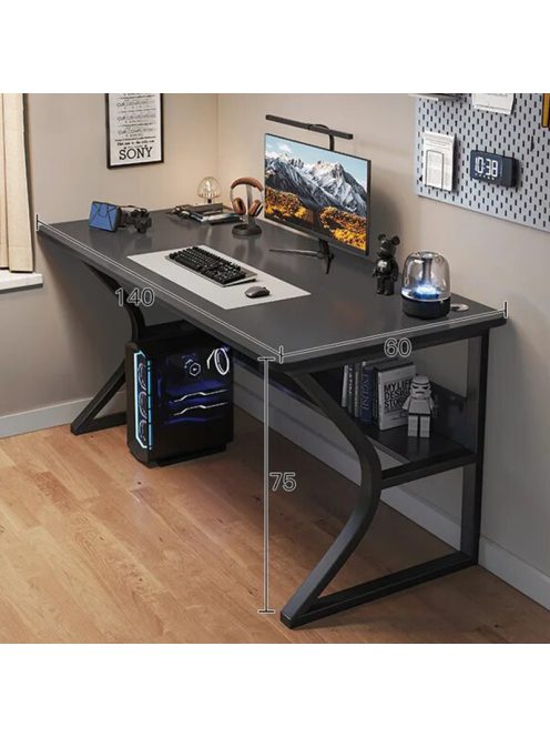 Gamer asztal minőségi íróasztal fekete 140x60x75 cm OTC-B2