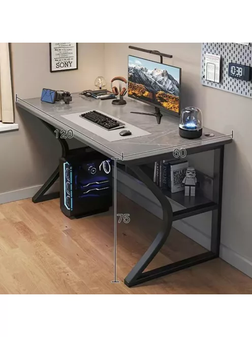 Gamer asztal minőségi íróasztal szürke 120x60x75 cm OTC-G2