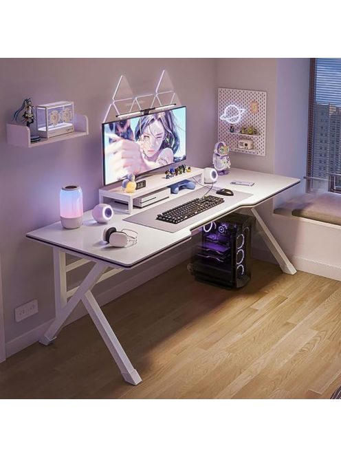 Gamer asztal minőségi íróasztal fehér 140x60x75 cm OTK-W2