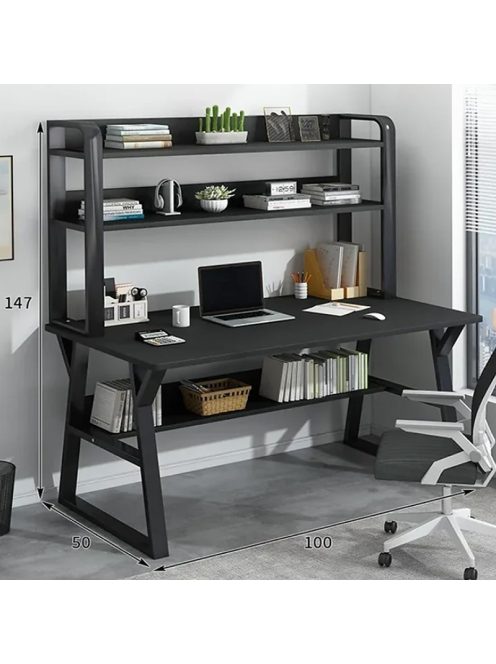 Polcos íróasztal fekete 100x48x145 OTV-B1