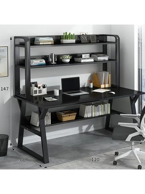 Polcos íróasztal fekete 120x48x145 OTV-B2