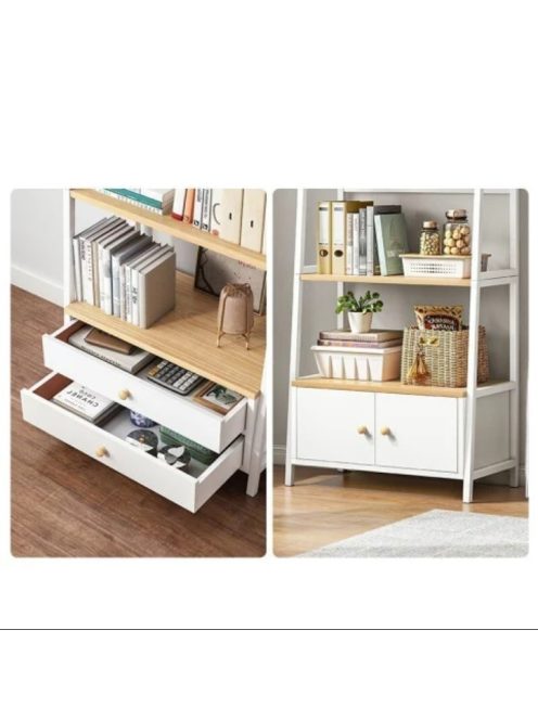 Könyvespolc két fiókkal 40x30x150cm fehér PS05-02