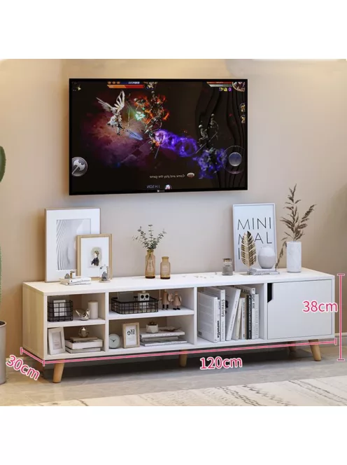 TV-állvány multifunkciós médiaállvány 120x30x38 cm fehér RT05