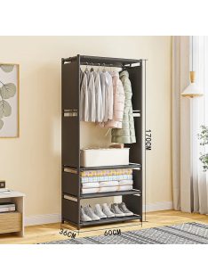 Ruhásszekrény szövet 170x36x60cm fekete TR01-1