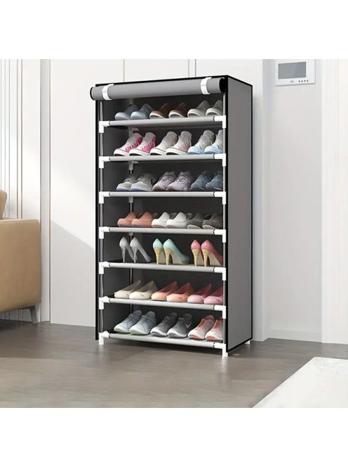 Cipőtároló szekrény szövet 123x60x30cm szürke TX02